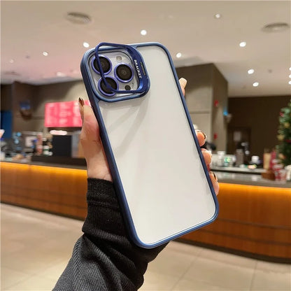 U1 For iPhone 13 Pro Case Lens Frame Kickstand TPU+Acrylic Phone Cover with Glass Lens Film