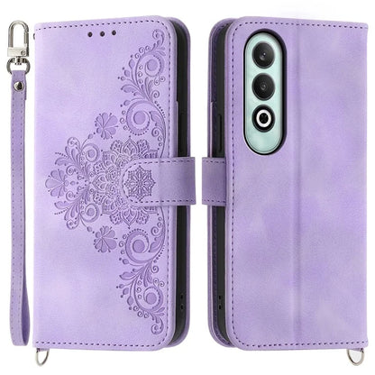 For OnePlus Nord CE4 5G Leather Case Wallet Phone Cover with Hand Strap and Shoulder Strap