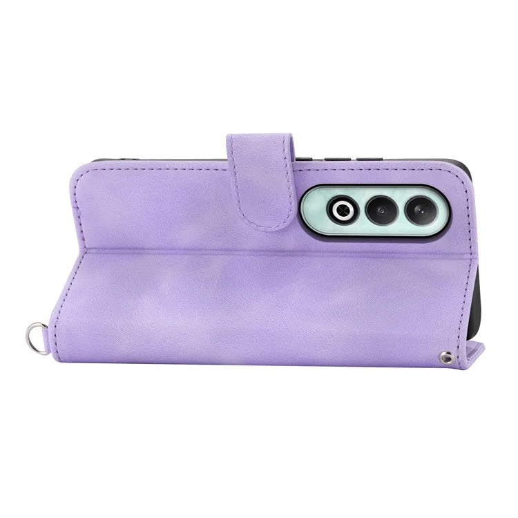 For OnePlus Nord CE4 5G Leather Case Wallet Phone Cover with Hand Strap and Shoulder Strap