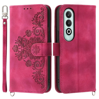 For OnePlus Nord CE4 5G Leather Case Wallet Phone Cover with Hand Strap and Shoulder Strap