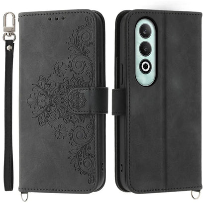 For OnePlus Nord CE4 5G Leather Case Wallet Phone Cover with Hand Strap and Shoulder Strap