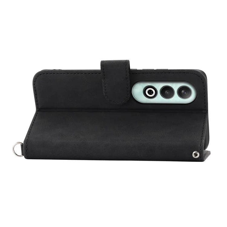 For OnePlus Nord CE4 5G Leather Case Wallet Phone Cover with Hand Strap and Shoulder Strap