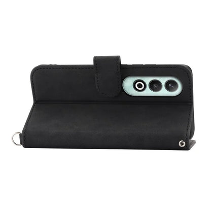For OnePlus Nord CE4 5G Leather Case Wallet Phone Cover with Hand Strap and Shoulder Strap