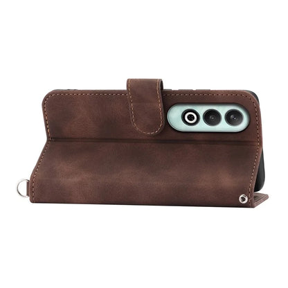 For OnePlus Nord CE4 5G Leather Case Wallet Phone Cover with Hand Strap and Shoulder Strap