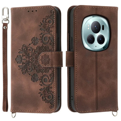 For Honor Magic6 Pro 5G Wallet Case Flower Pattern PU Leather Crossbody Phone Cover