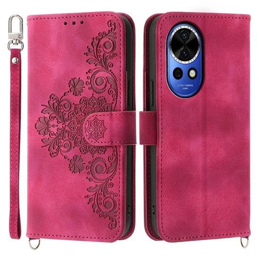 For Huawei nova 12 5G Leather Case Multiple Card Slots Phone Cover with 2 Straps