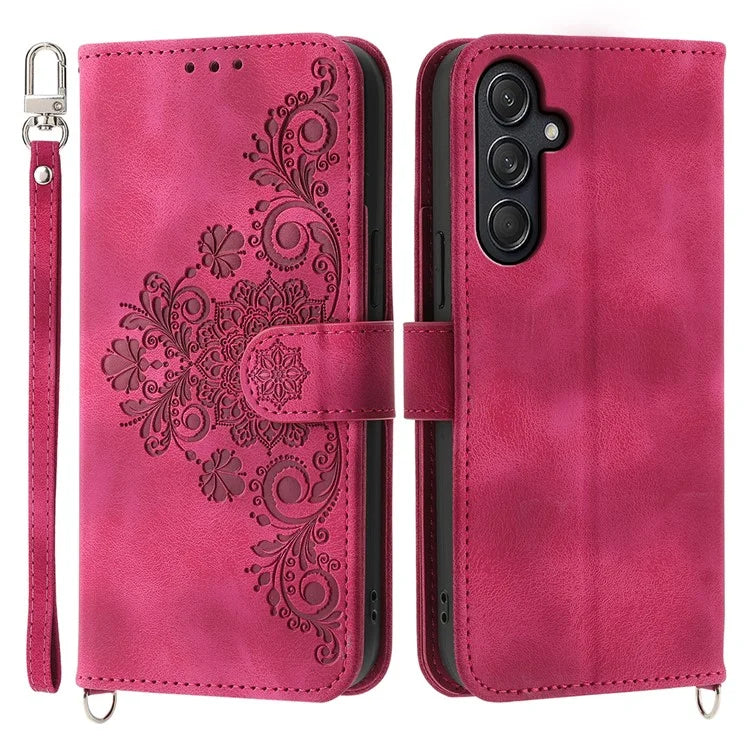 For Samsung Galaxy M55 5G / C55 5G / F55 5G Case Card Slots Wallet Leather Phone Cover with 2 Straps