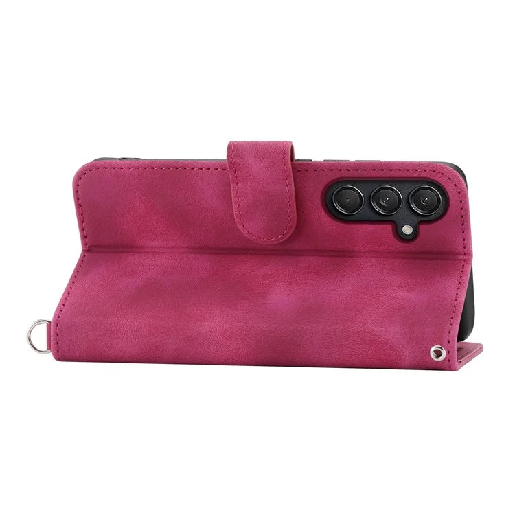 For Samsung Galaxy M55 5G / C55 5G / F55 5G Case Card Slots Wallet Leather Phone Cover with 2 Straps