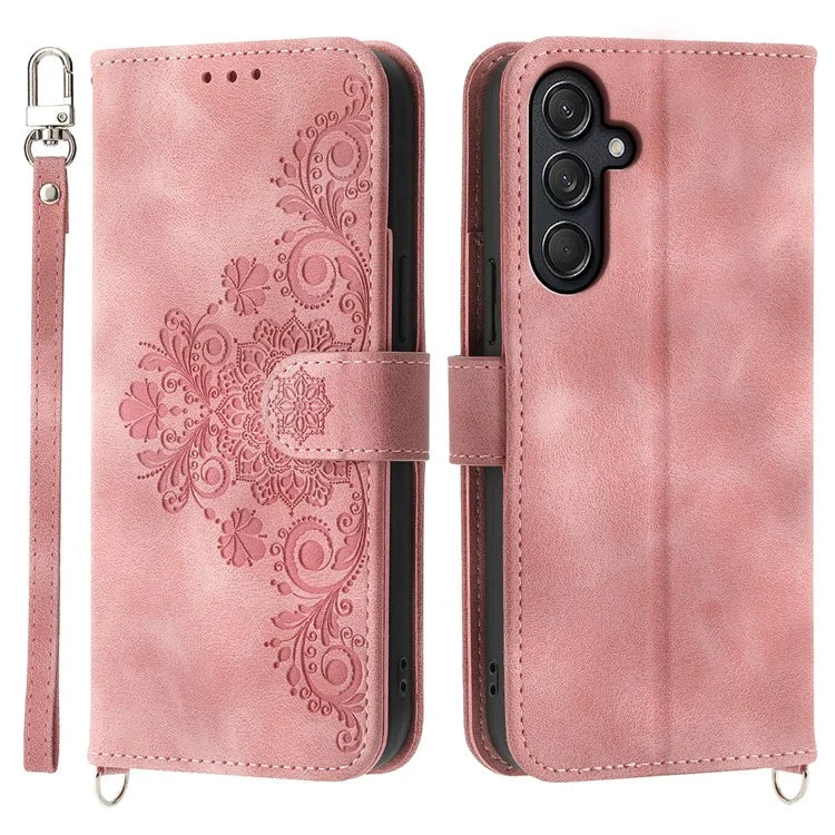 For Samsung Galaxy M55 5G / C55 5G / F55 5G Case Card Slots Wallet Leather Phone Cover with 2 Straps