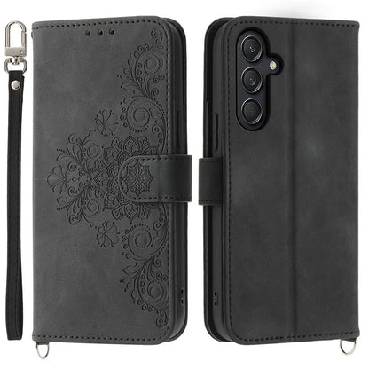 For Samsung Galaxy M55 5G / C55 5G / F55 5G Case Card Slots Wallet Leather Phone Cover with 2 Straps