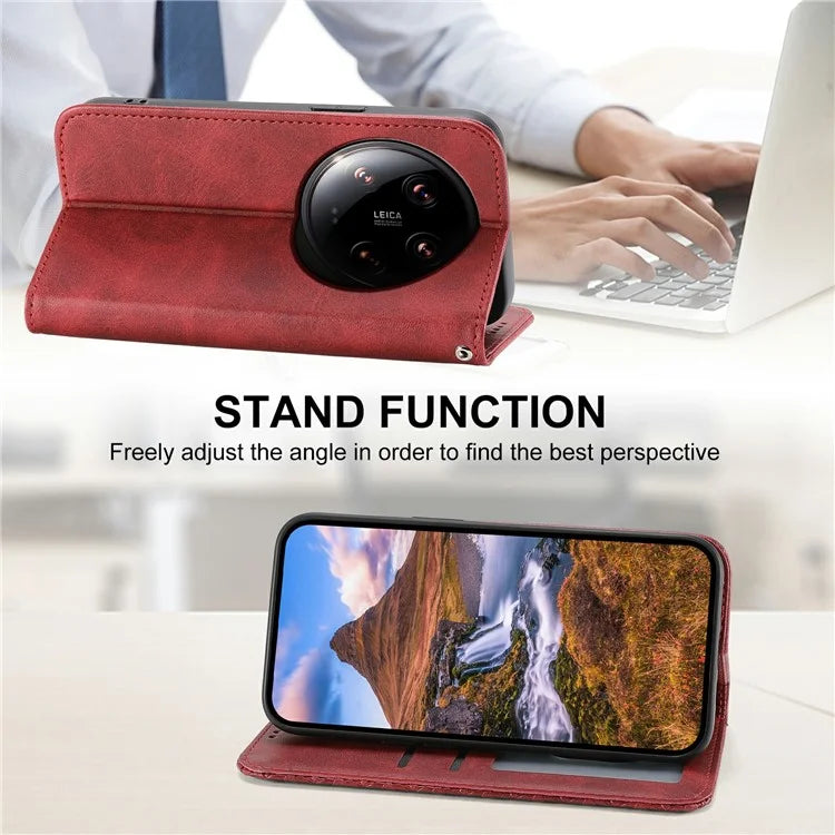 For Xiaomi 14 Ultra Case PU Leather Rhombus Imprinted Pattern Wallet Phone Cover