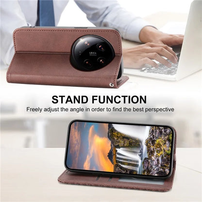 For Xiaomi 14 Ultra Case PU Leather Rhombus Imprinted Pattern Wallet Phone Cover