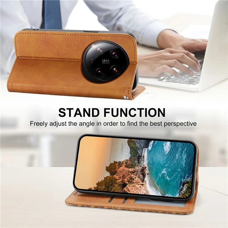 For Xiaomi 14 Ultra Case PU Leather Rhombus Imprinted Pattern Wallet Phone Cover