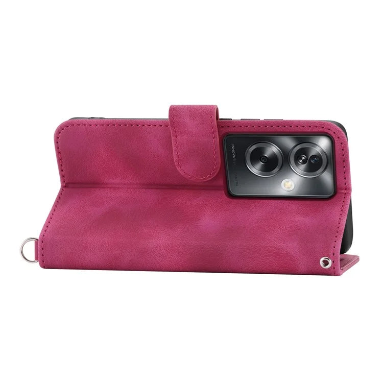 For Oppo A2 5G / A79 5G Wallet Case Flower Pattern PU Leather Wallet Phone Cover with Shoulder Strap