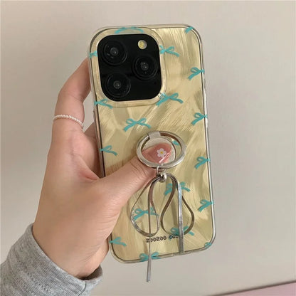 For iPhone 15 Pro Case Ring Kickstand Phone Cover Dual-layer IMD Pattern Printed Phone Shell