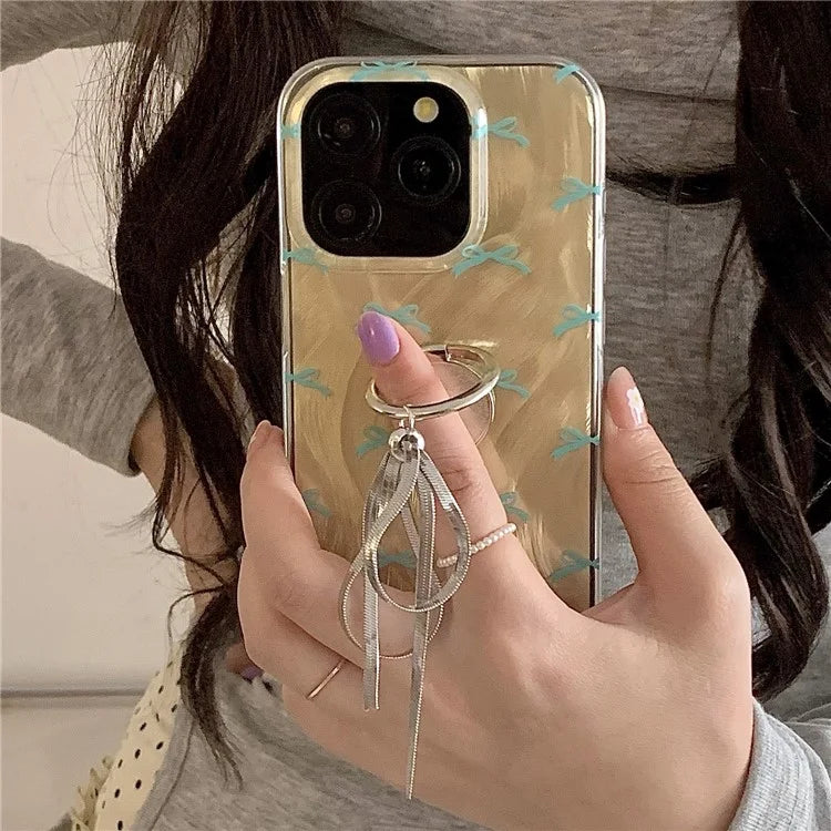 For iPhone 15 Pro Case Ring Kickstand Phone Cover Dual-layer IMD Pattern Printed Phone Shell