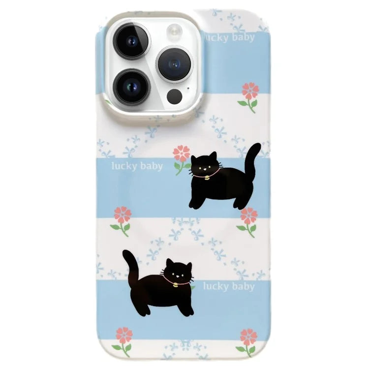 For iPhone 15 Pro Phone Cover Glossy Magnetic Phone Protective Shell Surface Graffiti Design