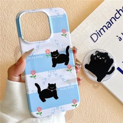 For iPhone 15 Pro Phone Cover Glossy Magnetic Phone Protective Shell Surface Graffiti Design