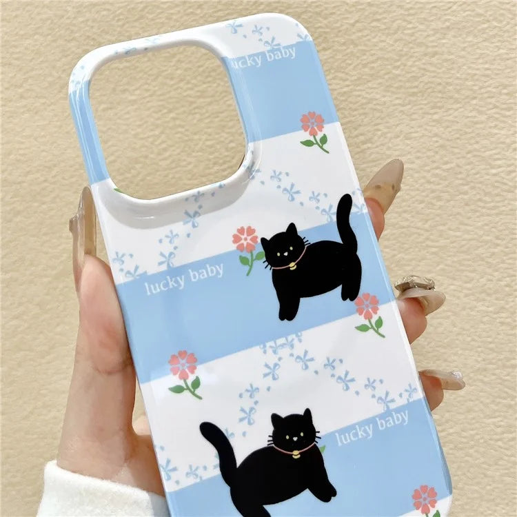 For iPhone 15 Pro Phone Cover Glossy Magnetic Phone Protective Shell Surface Graffiti Design