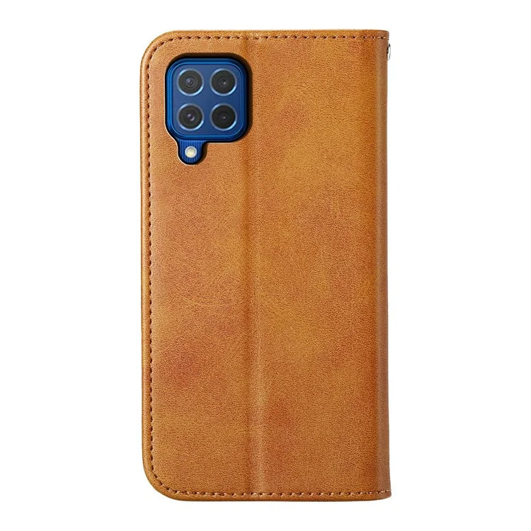 For Samsung Galaxy M62 Wallet Phone Case Rhombus Imprinted Pattern PU Leather Flip Cover