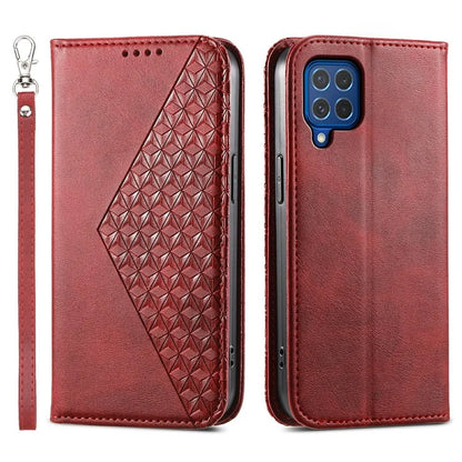For Samsung Galaxy M62 Wallet Phone Case Rhombus Imprinted Pattern PU Leather Flip Cover