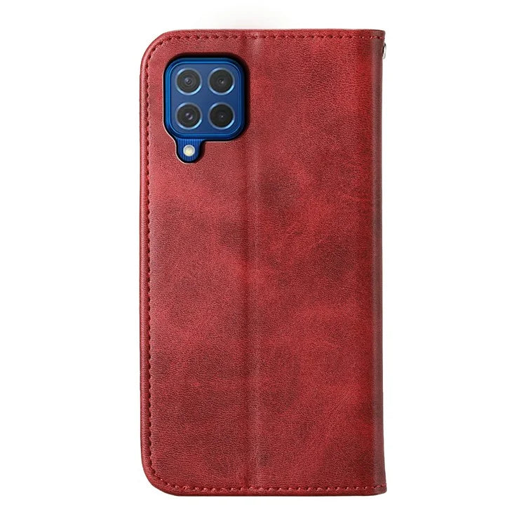 For Samsung Galaxy M62 Wallet Phone Case Rhombus Imprinted Pattern PU Leather Flip Cover