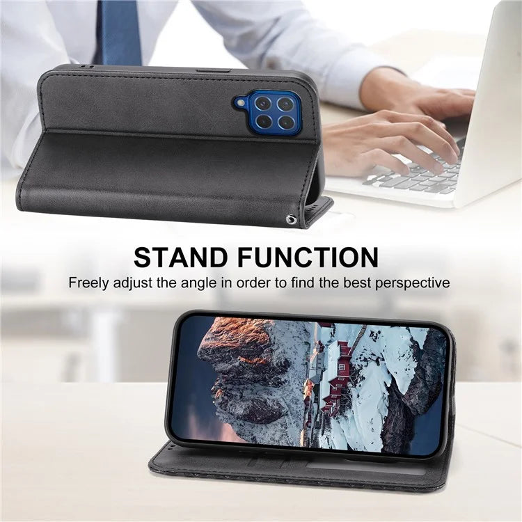 For Samsung Galaxy M62 Wallet Phone Case Rhombus Imprinted Pattern PU Leather Flip Cover