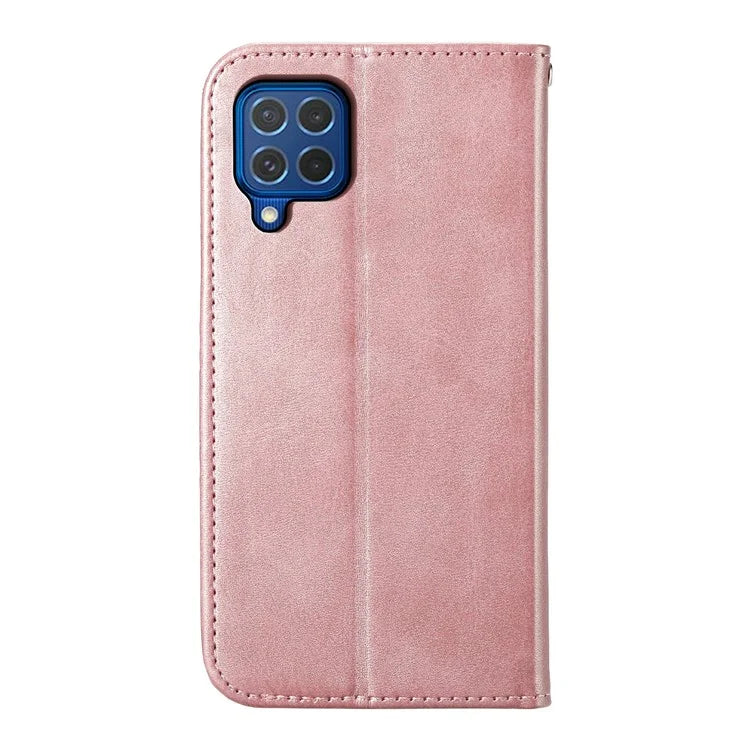 For Samsung Galaxy M62 Wallet Phone Case Rhombus Imprinted Pattern PU Leather Flip Cover