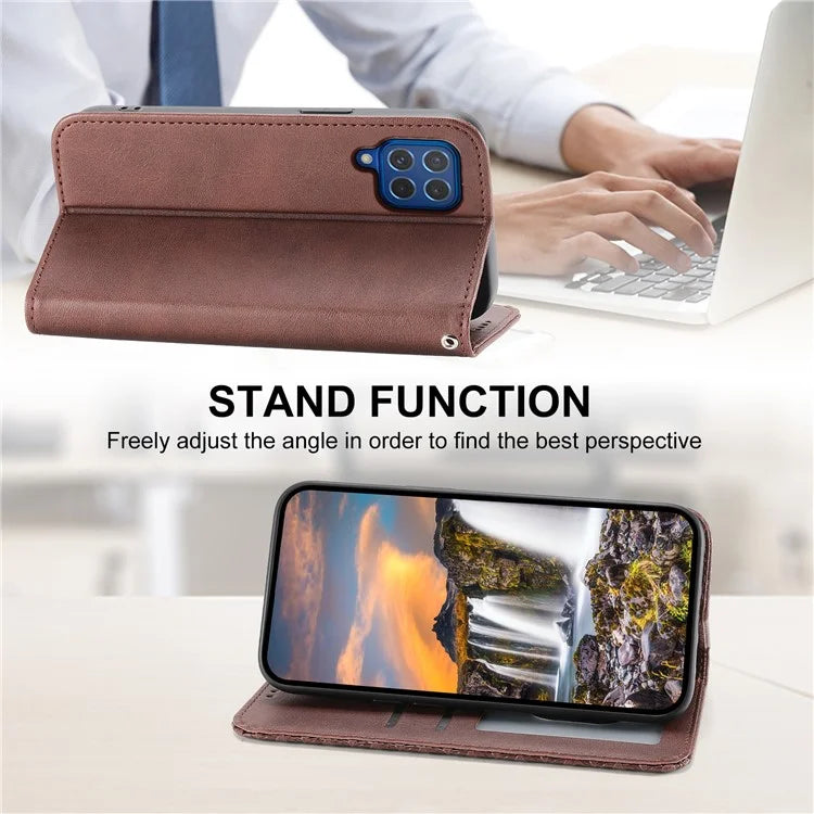 For Samsung Galaxy M62 Wallet Phone Case Rhombus Imprinted Pattern PU Leather Flip Cover