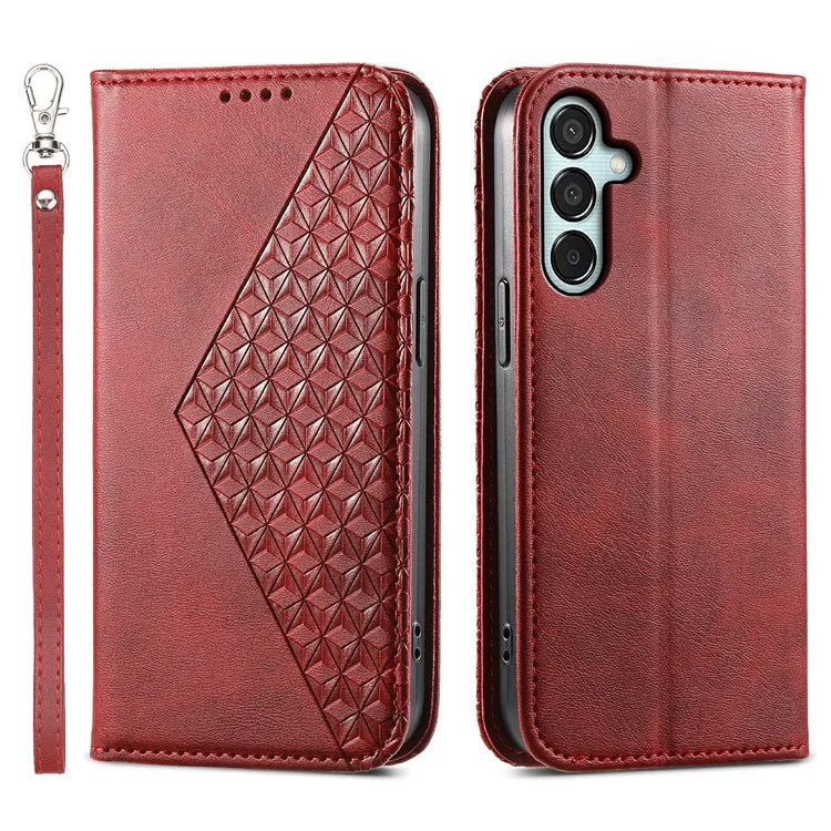 For Samsung Galaxy M15 5G / F15 5G Wholesale Phone Case PU Leather Rhombus Imprinted Pattern Wallet Cover