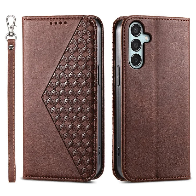 For Samsung Galaxy M15 5G / F15 5G Wholesale Phone Case PU Leather Rhombus Imprinted Pattern Wallet Cover