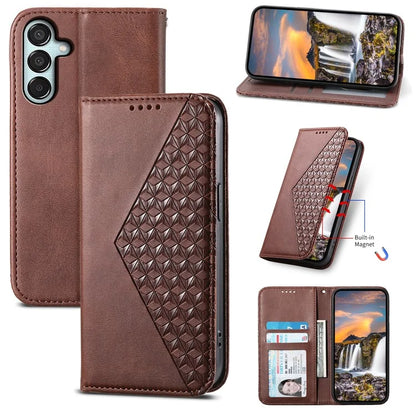 For Samsung Galaxy M15 5G / F15 5G Wholesale Phone Case PU Leather Rhombus Imprinted Pattern Wallet Cover