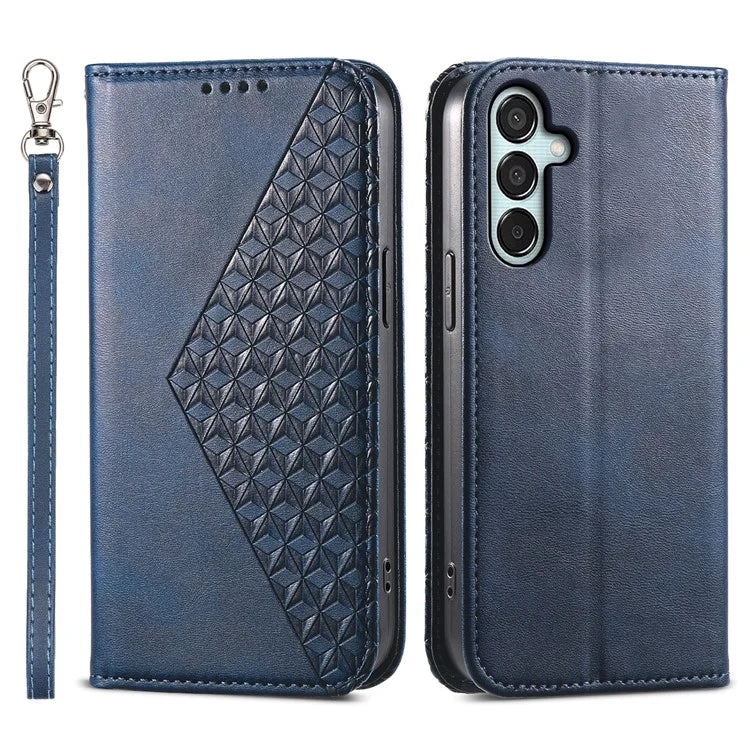 For Samsung Galaxy M15 5G / F15 5G Wholesale Phone Case PU Leather Rhombus Imprinted Pattern Wallet Cover