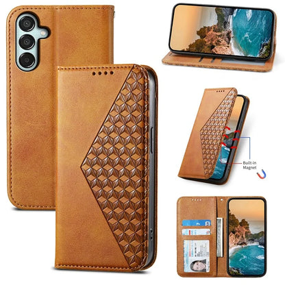 For Samsung Galaxy M15 5G / F15 5G Wholesale Phone Case PU Leather Rhombus Imprinted Pattern Wallet Cover