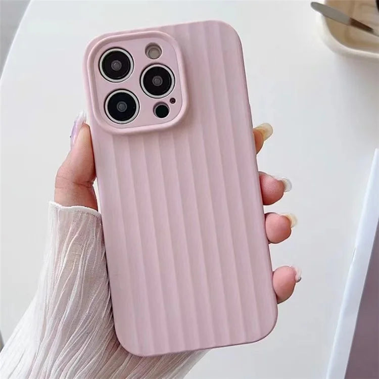 For iPhone 12 Pro Max Case Liquid Silicone Strip Pattern Back Anti-slip Phone Cover