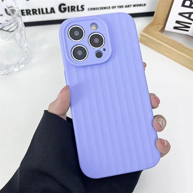 For iPhone 13 Pro Max Case Liquid Silicone Vertical Strip Back Drop Protection Phone Cover