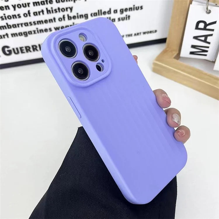 For iPhone 13 Pro Max Case Liquid Silicone Vertical Strip Back Drop Protection Phone Cover