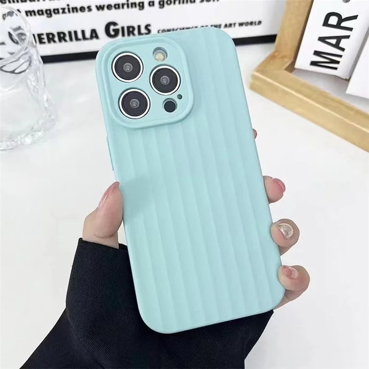 For iPhone 13 Pro Max Case Liquid Silicone Vertical Strip Back Drop Protection Phone Cover