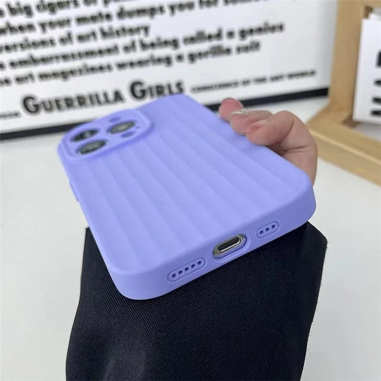 For iPhone 13 Pro Max Case Liquid Silicone Vertical Strip Back Drop Protection Phone Cover