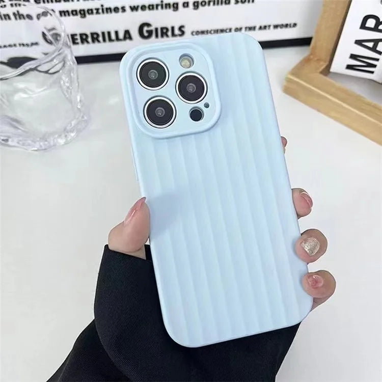 For iPhone 13 Pro Max Case Liquid Silicone Vertical Strip Back Drop Protection Phone Cover