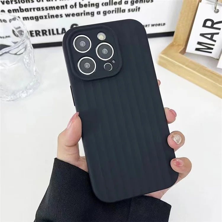 For iPhone 13 Pro Max Case Liquid Silicone Vertical Strip Back Drop Protection Phone Cover