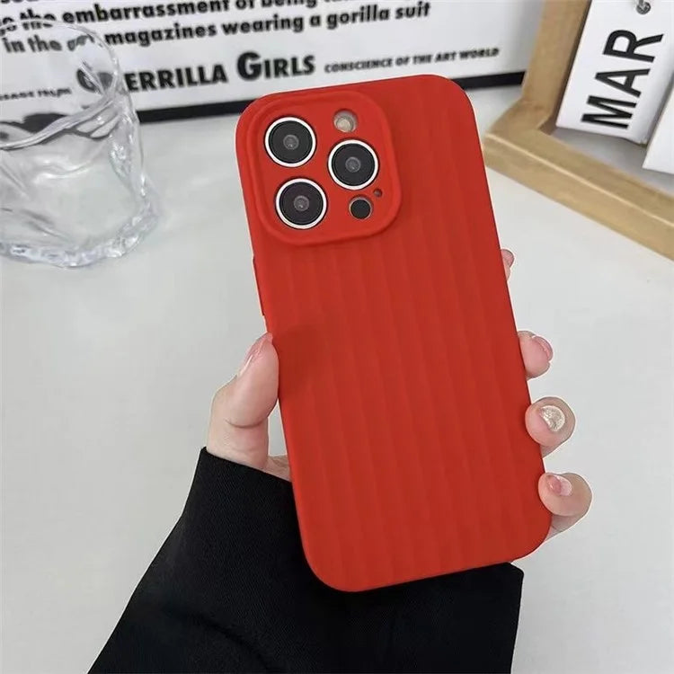 For iPhone 13 Pro Max Case Liquid Silicone Vertical Strip Back Drop Protection Phone Cover
