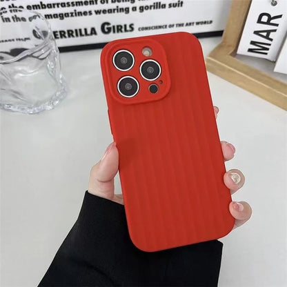 For iPhone 13 Pro Max Case Liquid Silicone Vertical Strip Back Drop Protection Phone Cover