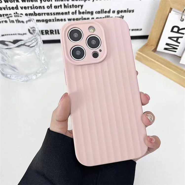 For iPhone 13 Pro Max Case Liquid Silicone Vertical Strip Back Drop Protection Phone Cover
