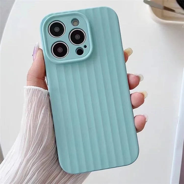 For iPhone 14 Pro Max Case Strip Pattern Shockproof Liquid Silicone Phone Cover
