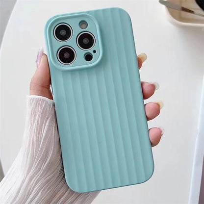 For iPhone 14 Pro Max Case Strip Pattern Shockproof Liquid Silicone Phone Cover