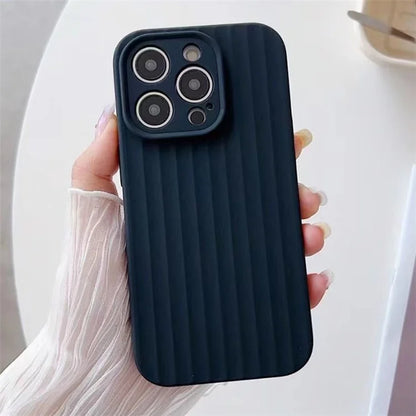 For iPhone 14 Pro Max Case Strip Pattern Shockproof Liquid Silicone Phone Cover