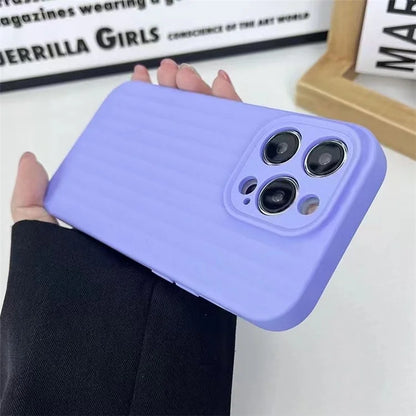 For iPhone 14 Pro Max Case Strip Pattern Shockproof Liquid Silicone Phone Cover