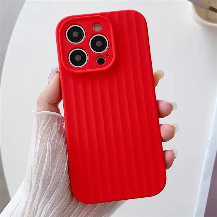 For iPhone 14 Pro Max Case Strip Pattern Shockproof Liquid Silicone Phone Cover