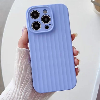 For iPhone 14 Pro Max Case Strip Pattern Shockproof Liquid Silicone Phone Cover